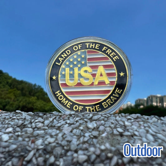 Sun - Activated USA Flag Challenge Coin | Magic Apparel & Gifts by Magivine