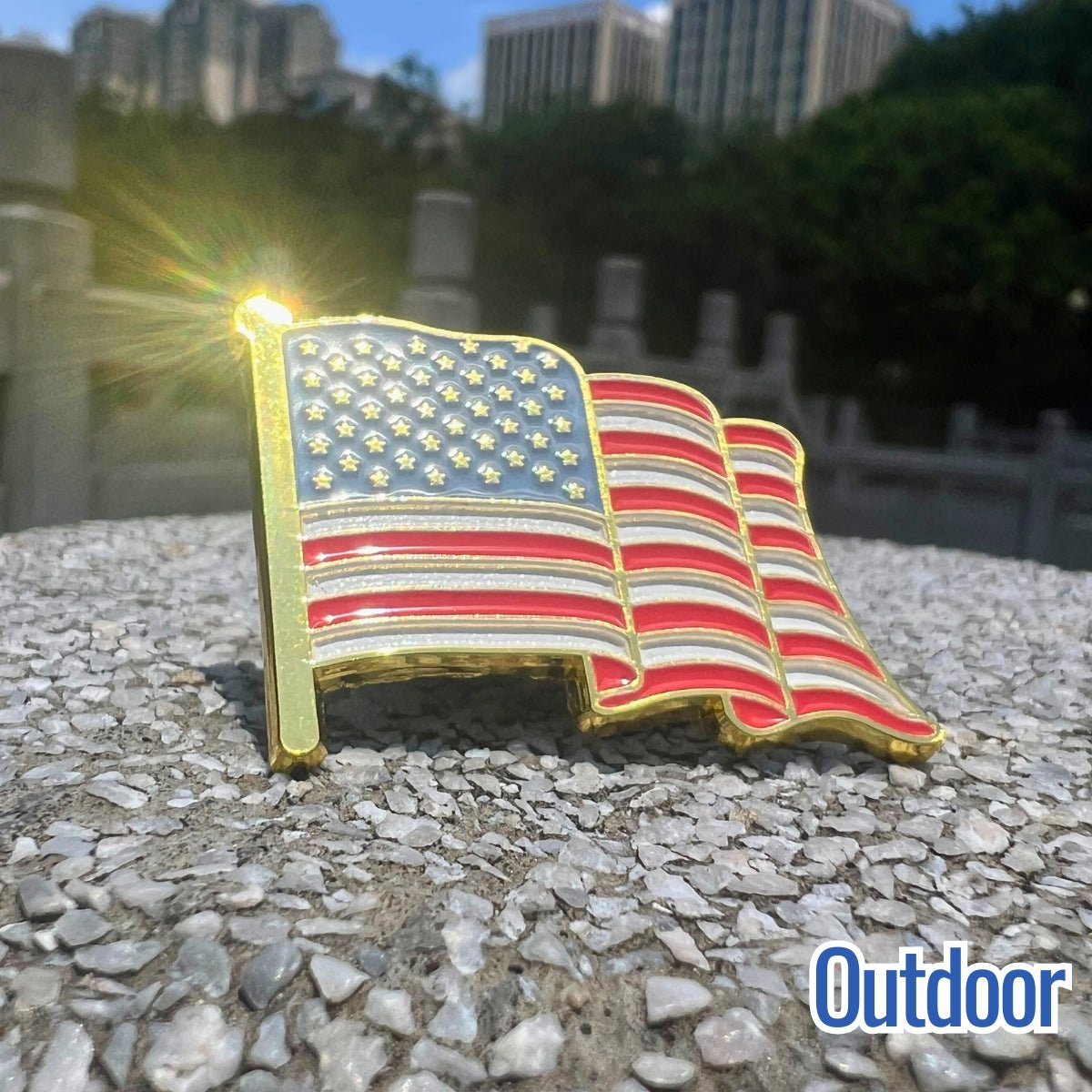 USA Flag Sun - Activated Color - Changing Enamel Pin | Magic Apparel & Gifts by Magivine
