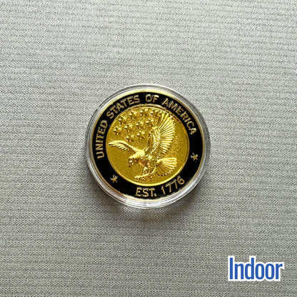 Sun - Activated USA Flag Challenge Coin | Magic Apparel & Gifts by Magivine